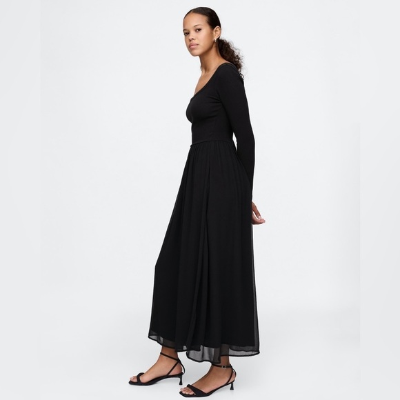 NWT! GAP Black Mixed Media Maxi Dress - Size Medium 🧡 - Picture 4 of 8